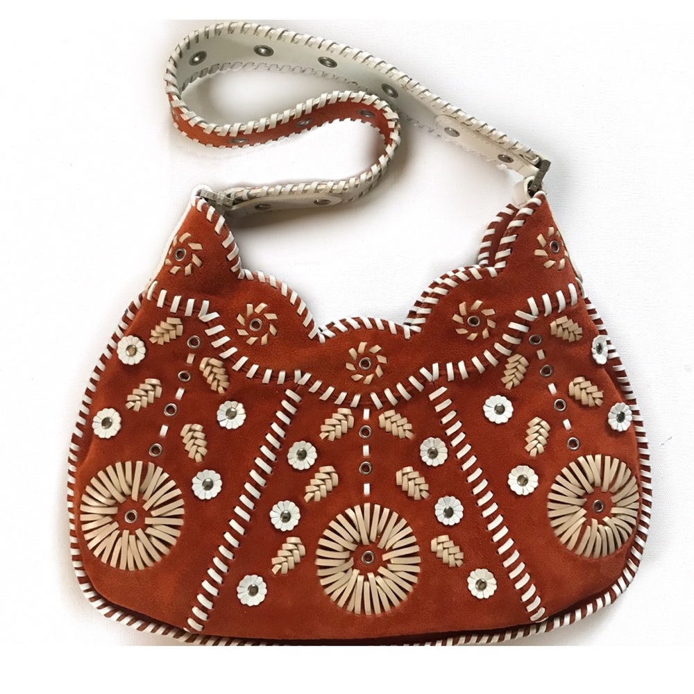 Neiman Marcus Rafe boho orange suede & lace bag 😻